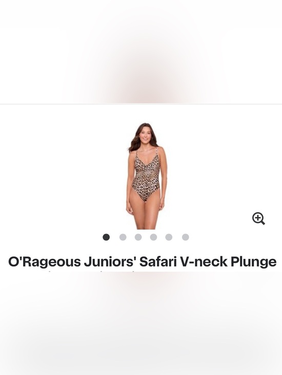 Junior Plunge 1PC Neutral UPF50 O’rageus Other - #3125**Women V-Neck Leopard Print One-Piece Swimsuit -o’rageous